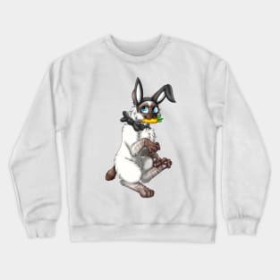 Bobtail BunnyCat: Chocolate Lynx Point (Black) Crewneck Sweatshirt